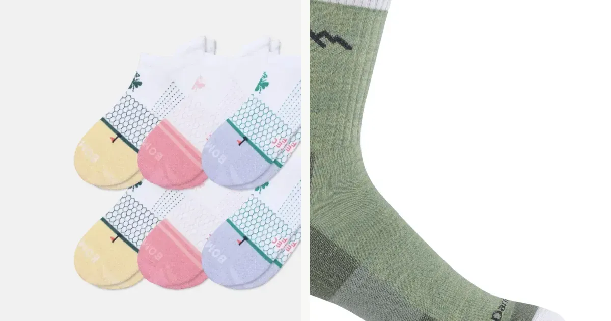 Everyday sock packs and merino hiking socks from Bombas and Darn Tough storefronts