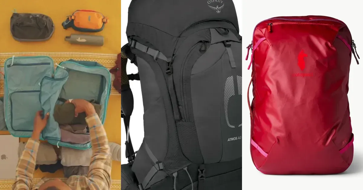 Colorful Cotopaxi and Osprey outdoor packs for travel