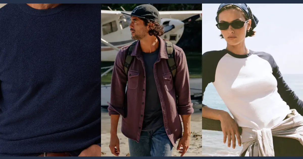 Two apparel stacks beside a shipping, returns, and size checklist