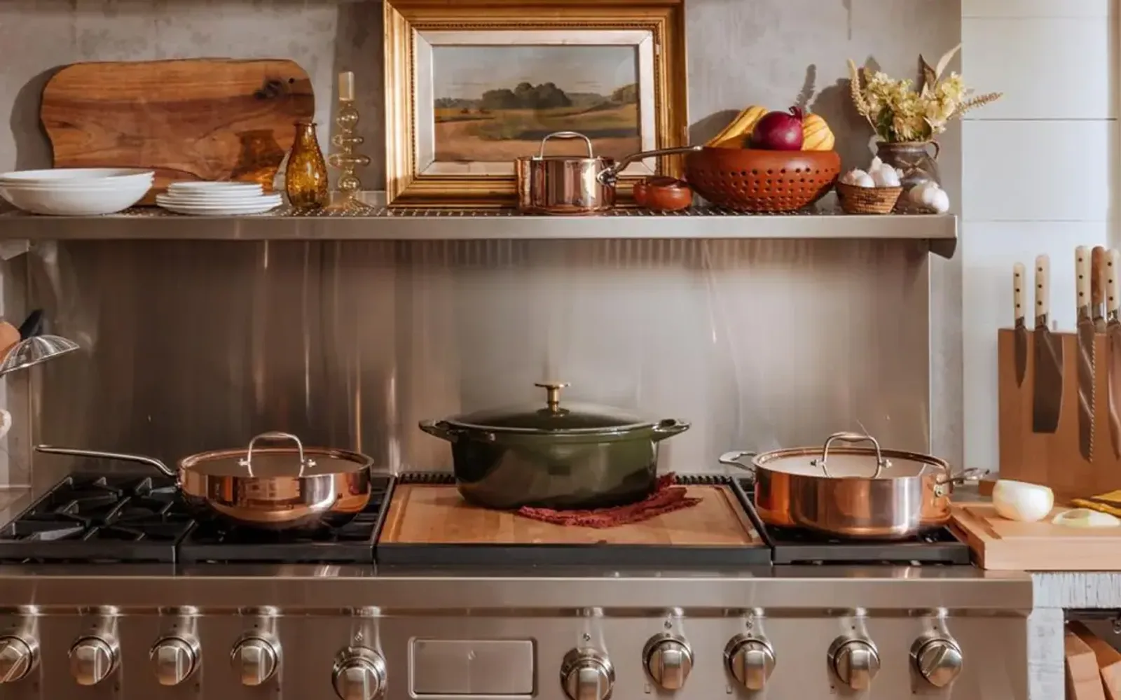 Cast iron pot on a gas burner