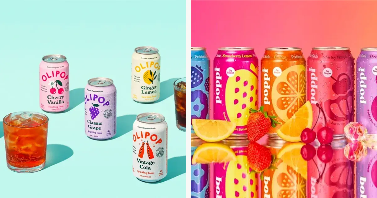 Prebiotic soda cans from official food and drink storefronts