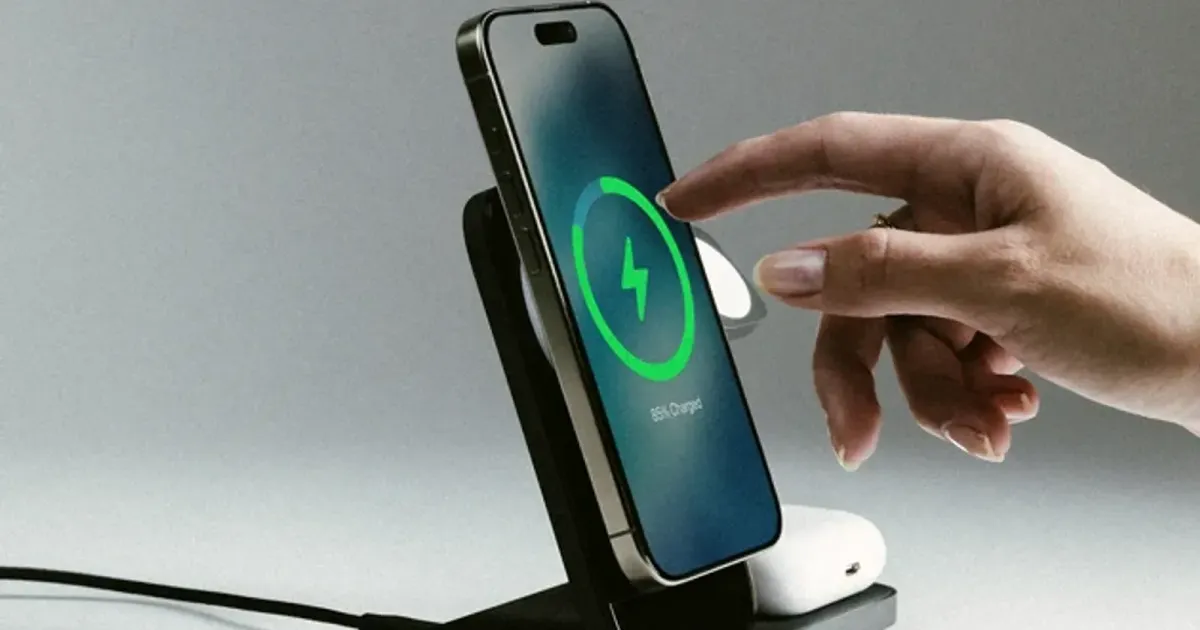 Phone on a charging stand — a brand PDP photo, not a marketplace tile